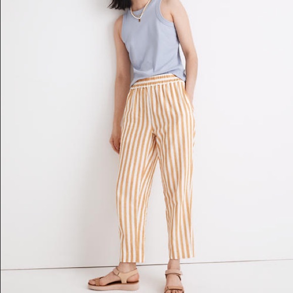 Madewell Pants - Madewell  Tapered Huston Pull-On Crop Pants in Stripe